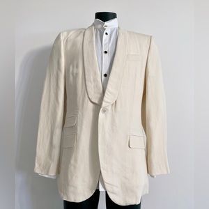 Alexander Mcqueen Off-White Linen Tuxedo Jacket - image 1